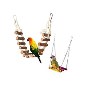 PIVBY Escalera de cuerda para pájaros juguete de puente