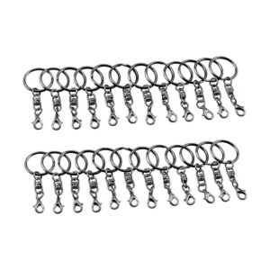 JCBIZ 24pcs negro llavero con gancho giratorio y broche de_1