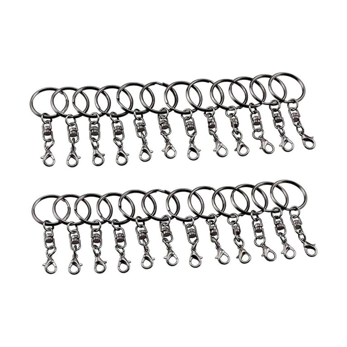 JCBIZ 24pcs negro llavero con gancho giratorio y broche de