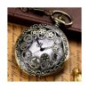 Morfong Reloj de bolsillo Vintage Gear Hollow Quartz Fob_3
