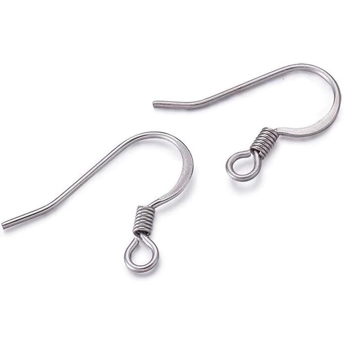 Kissitty Ganchos para pendientes Acero inoxidable Metal