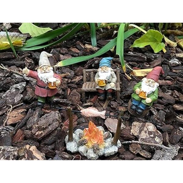 GlitZGlam Juego de gnomos de jardín de 5 piezas para el_3