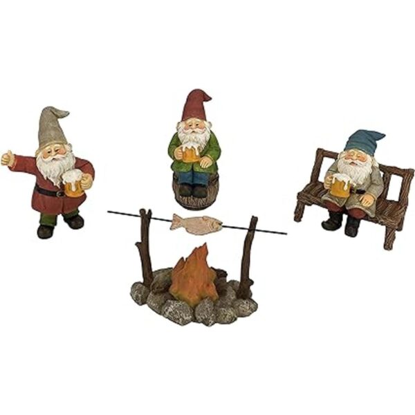 GlitZGlam Juego de gnomos de jardín de 5 piezas para el_1