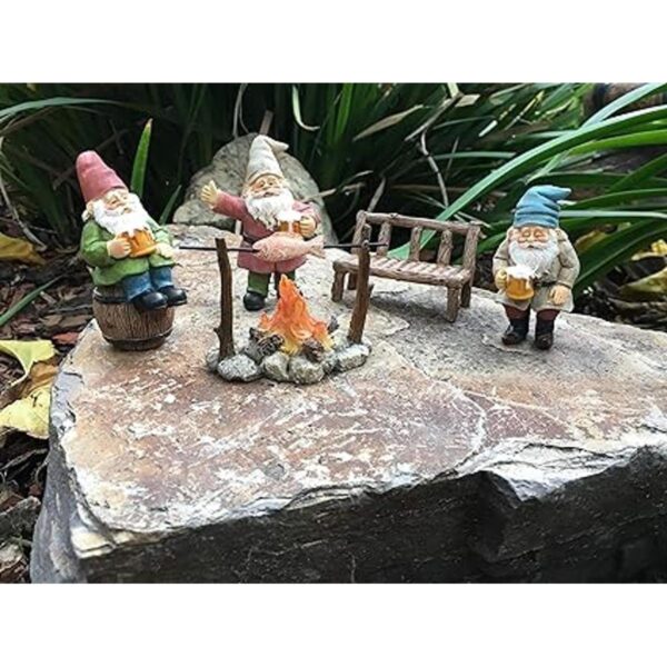 GlitZGlam Juego de gnomos de jardín de 5 piezas para el_4