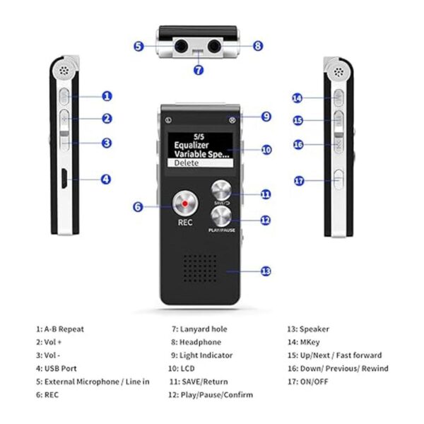 Grabadora de voz digital de 16 GB con reproducción para_6