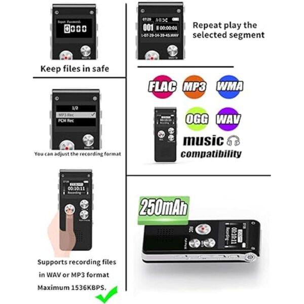 Grabadora de voz digital de 16 GB con reproducción para_2