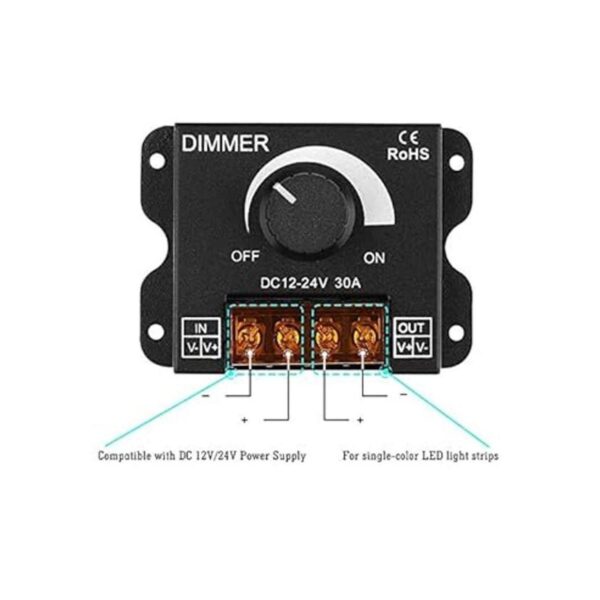 SUPERNIGHT Regulador de luz LED DC 12V24V 30A PWM_2