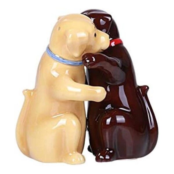 Hugging Labradors Juego de salero y pimentero magnético_1