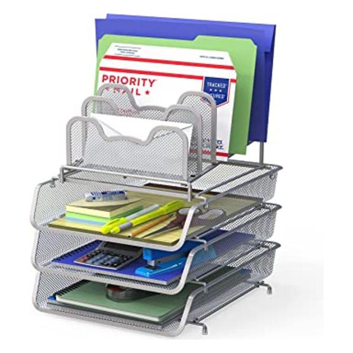 SimpleHouseware Paquete de 3 bandejas apilables para