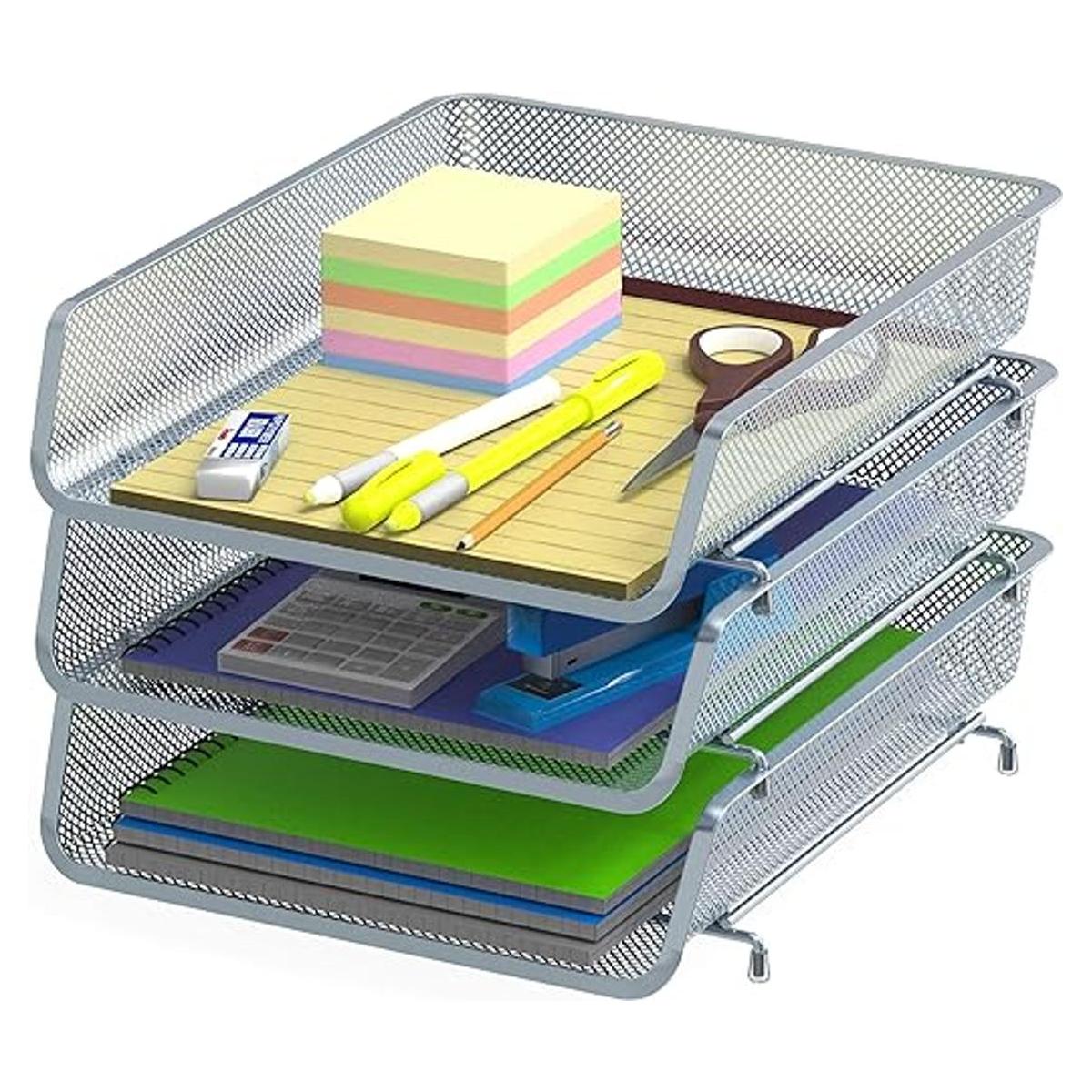 Paquete de 3 organizadores apilables para documentos de