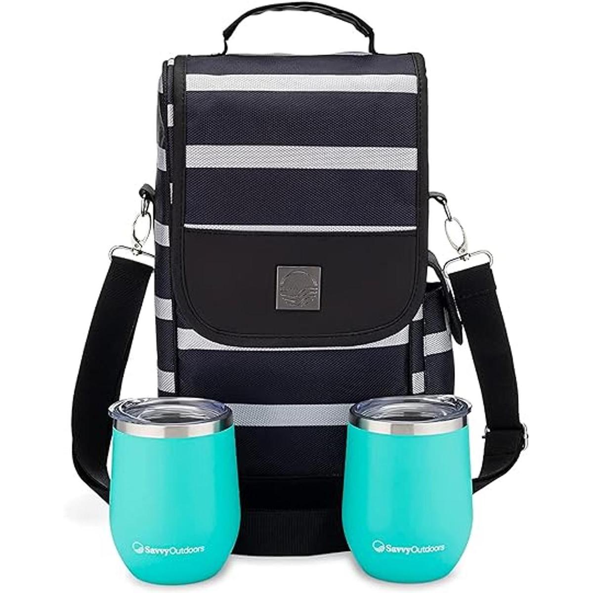 Savvy Outdoors Bolsa de vino con copas de vino sin tallo