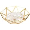 Feyarl Bandeja de cristal transparente dorado para joyas