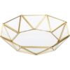 Feyarl Bandeja de cristal transparente dorado para joyas