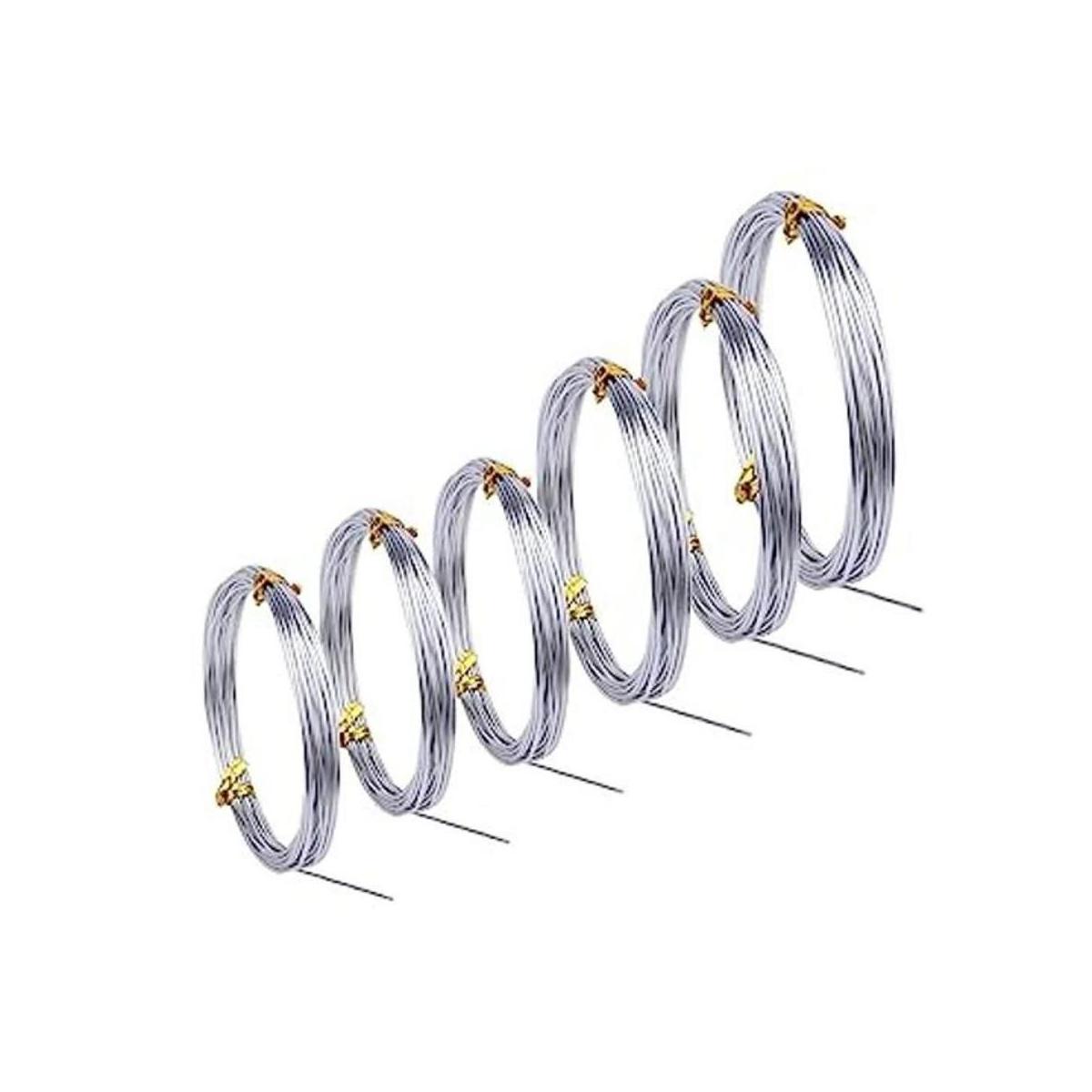 Sunmns 6 rollos de alambre de aluminio plateado alambre