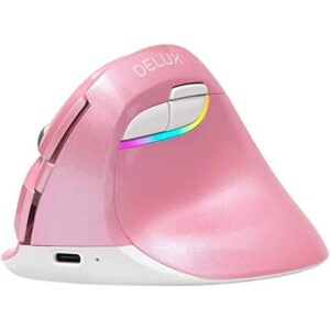 DELUX Mouse vertical inalámbrico con dongle USB de 2.4 G y_1