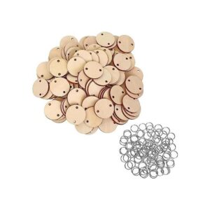 Bememo 100 discos redondos de madera con agujeros para_1