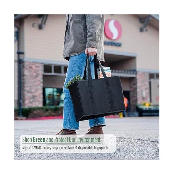 VENO Paquete de 3 bolsas reutilizables para compras de