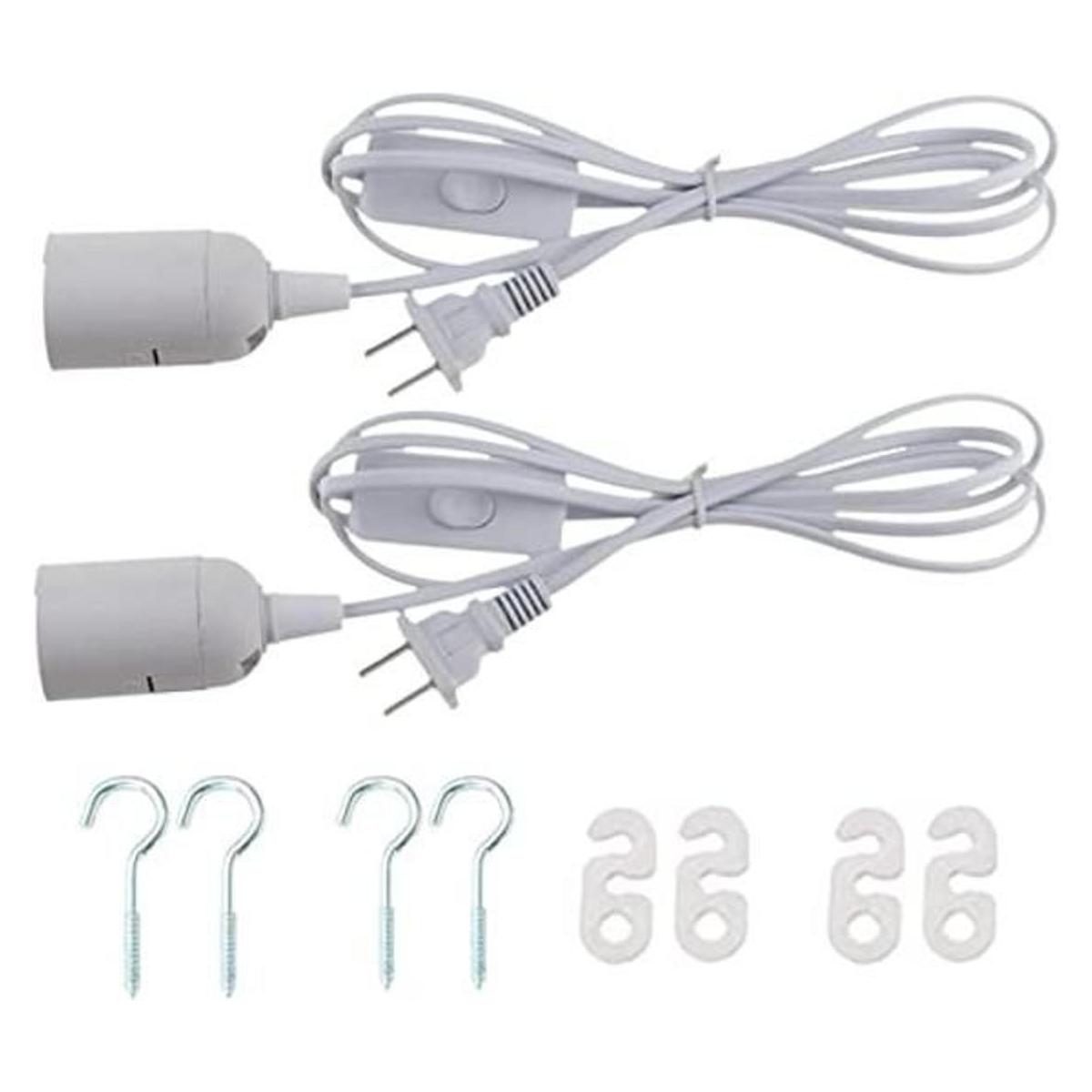 Rextin 2 llaves de luz LED E26E27 cable de extensión de