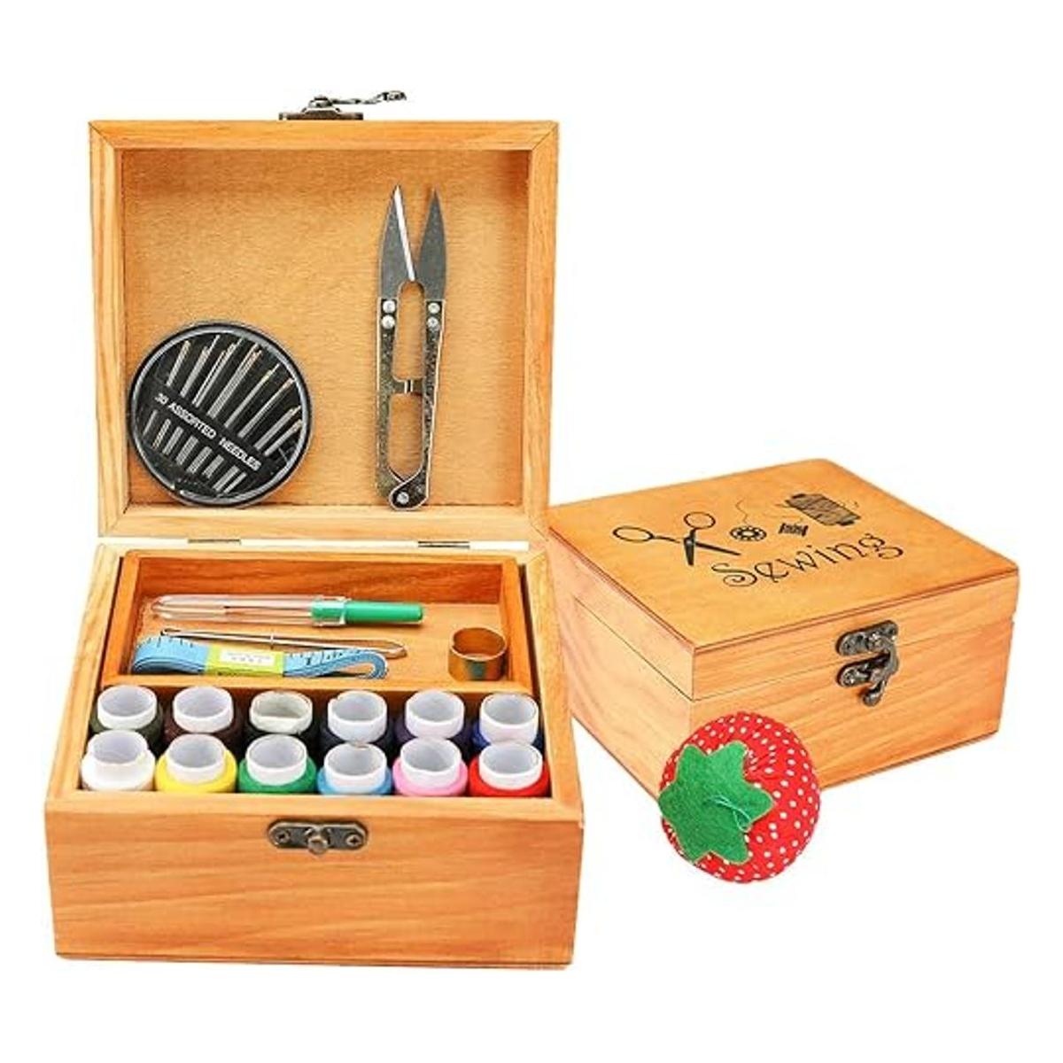 Kit de costura caja de kit de costura de madera para