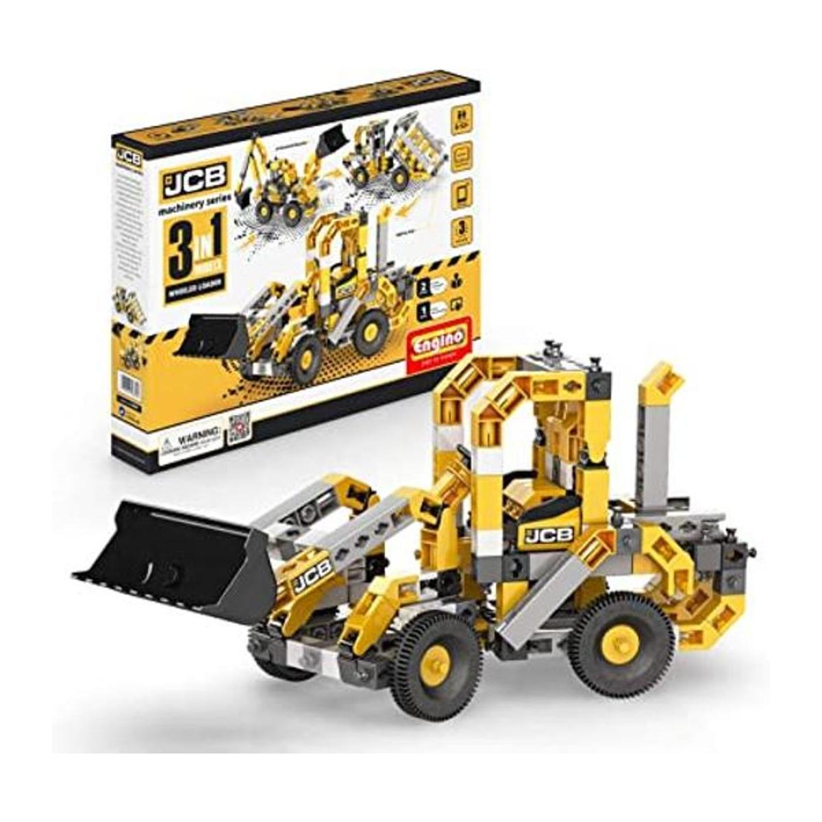 Engino JCB Toys Grúa alta motorizada 3 en uno Construye