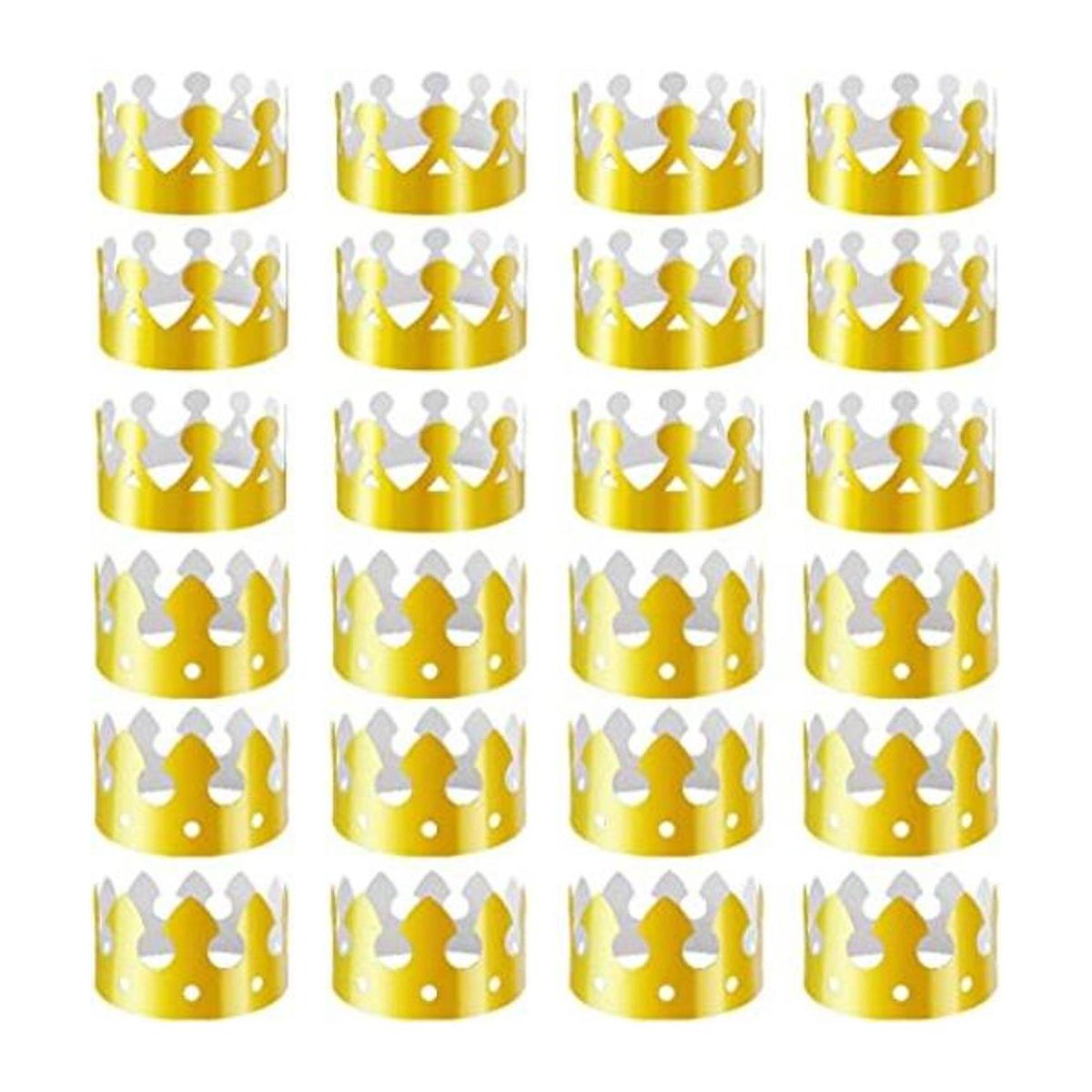 Aniann Paquete de 28 gorras de corona de papel dorado de