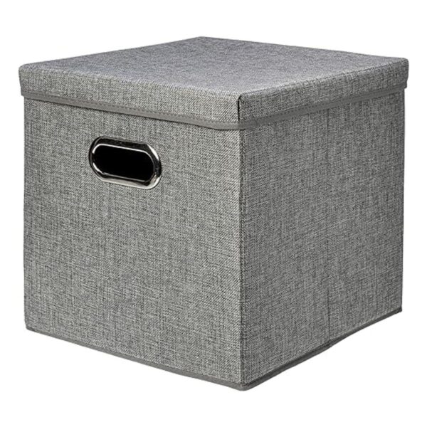 Cubo de almacenamiento plegable de tela de arpillera con_2
