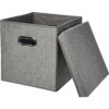Cubo de almacenamiento plegable de tela de arpillera con_1