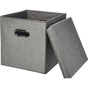 Cubo de almacenamiento plegable de tela de arpillera con_1