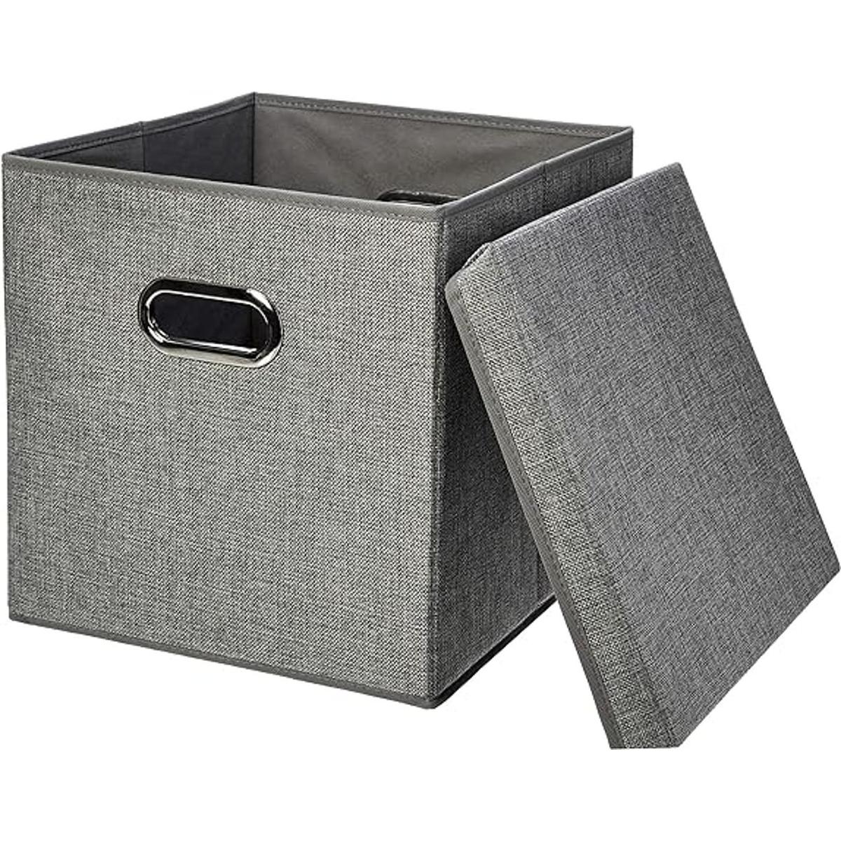 Cubo de almacenamiento plegable de tela de arpillera con
