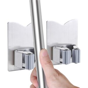 Paquete de 2 soportes para escobas para fregona de acero_1