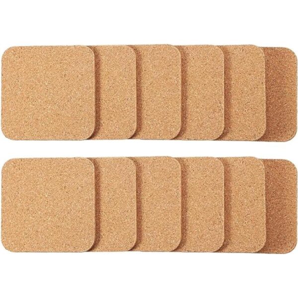 Posavasos cuadrados de corcho grueso de madera para