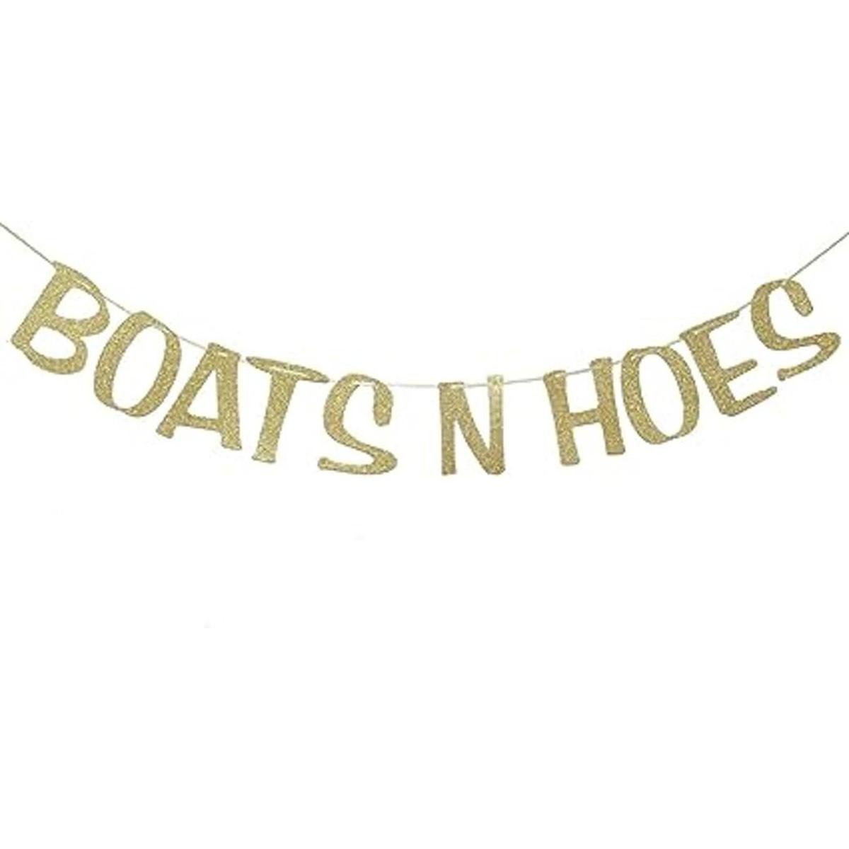 Boats N Hoes Guirnalda de cartel con purpurina dorada