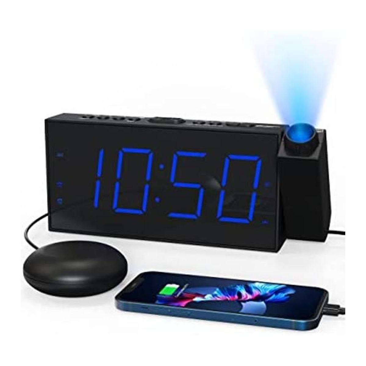Reloj despertador digital con proyector para dormitorio