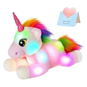 Juguete de peluche de unicornio rosa con luz grande_1
