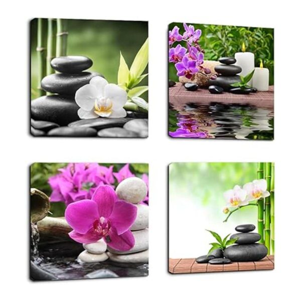 Arte de pared Zen lienzo con diseño de spa 4 paneles_1