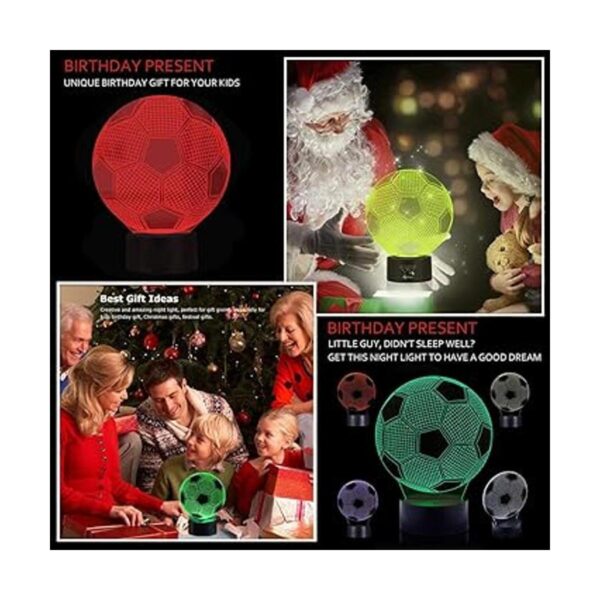 Luz de noche LED 3D de fútbol para niños y niñas lámpara