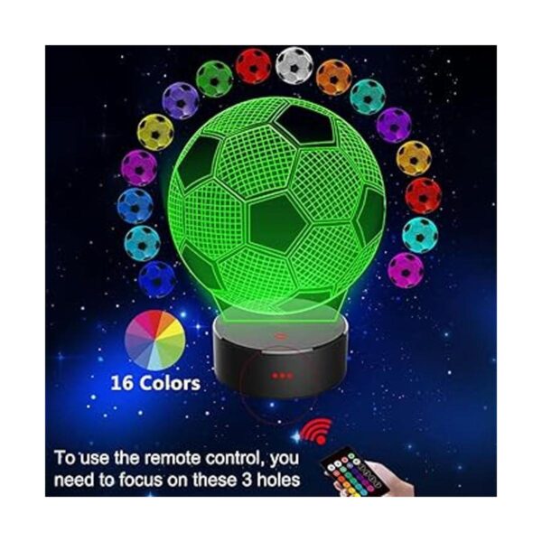 Luz de noche LED 3D de fútbol para niños y niñas lámpara
