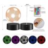 Luz de noche LED 3D de fútbol para niños y niñas lámpara