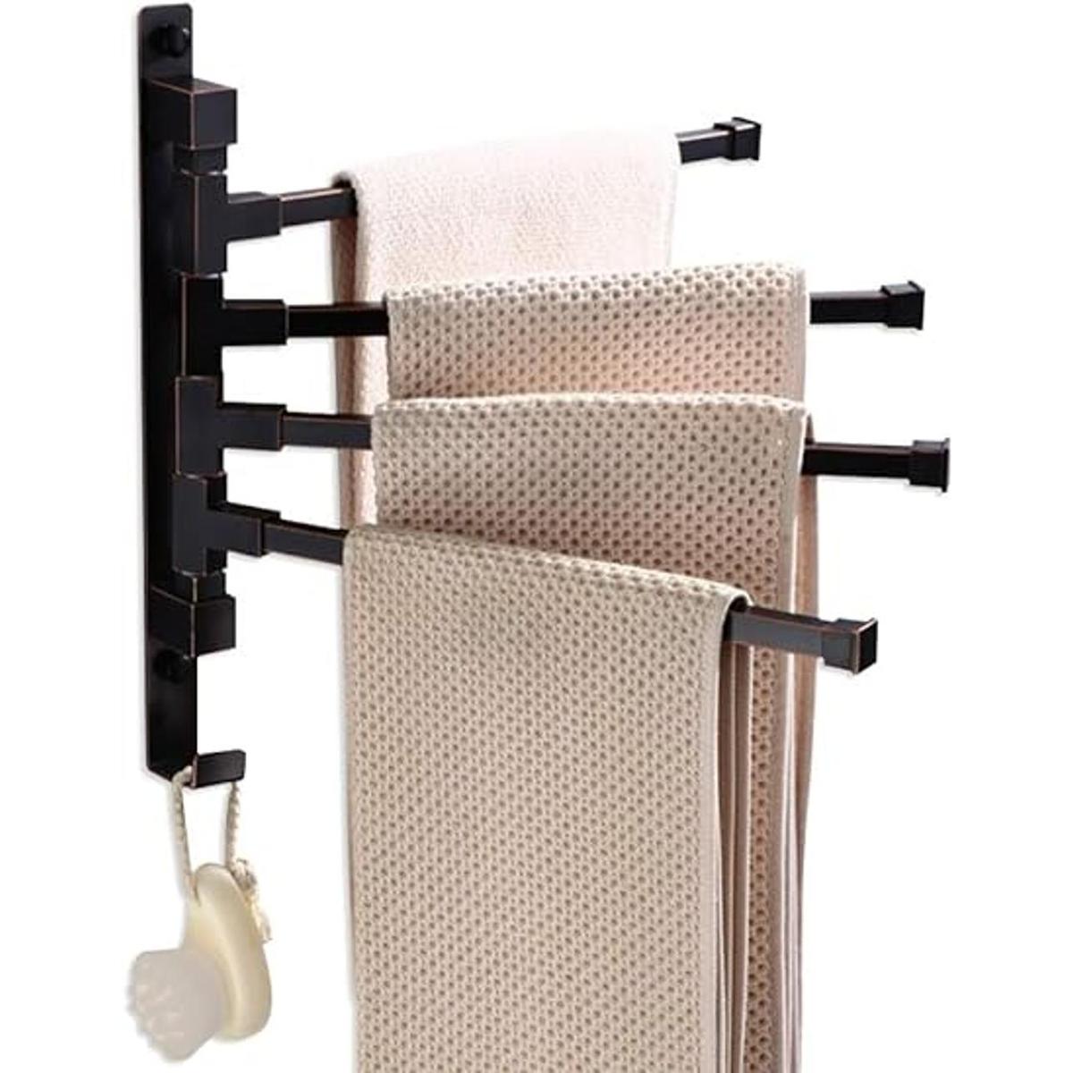 ELLOALLO Toallero giratorio de bronce aceitado para baño