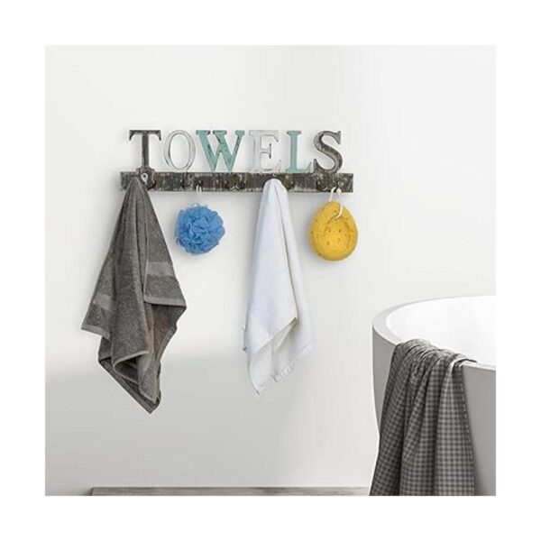 MyGift Toallero de madera rústica Letras decorativas con_2