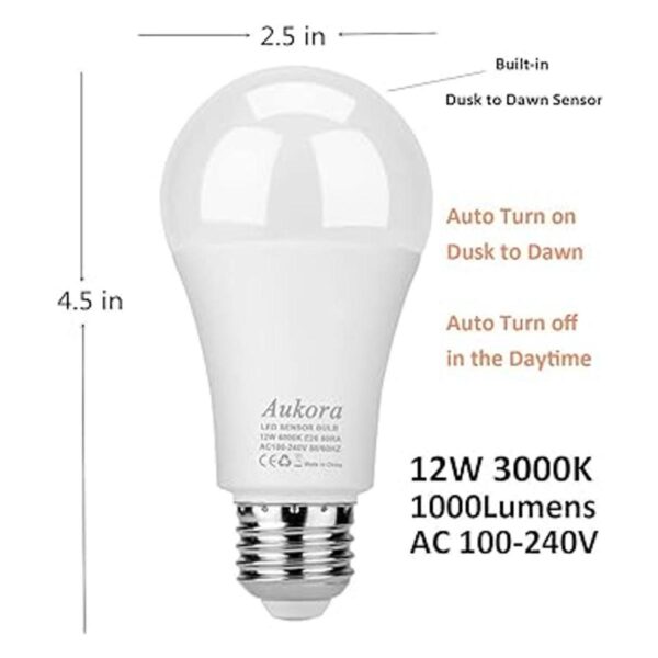 Aukora Bombilla LED de sensor inteligente de 12 W