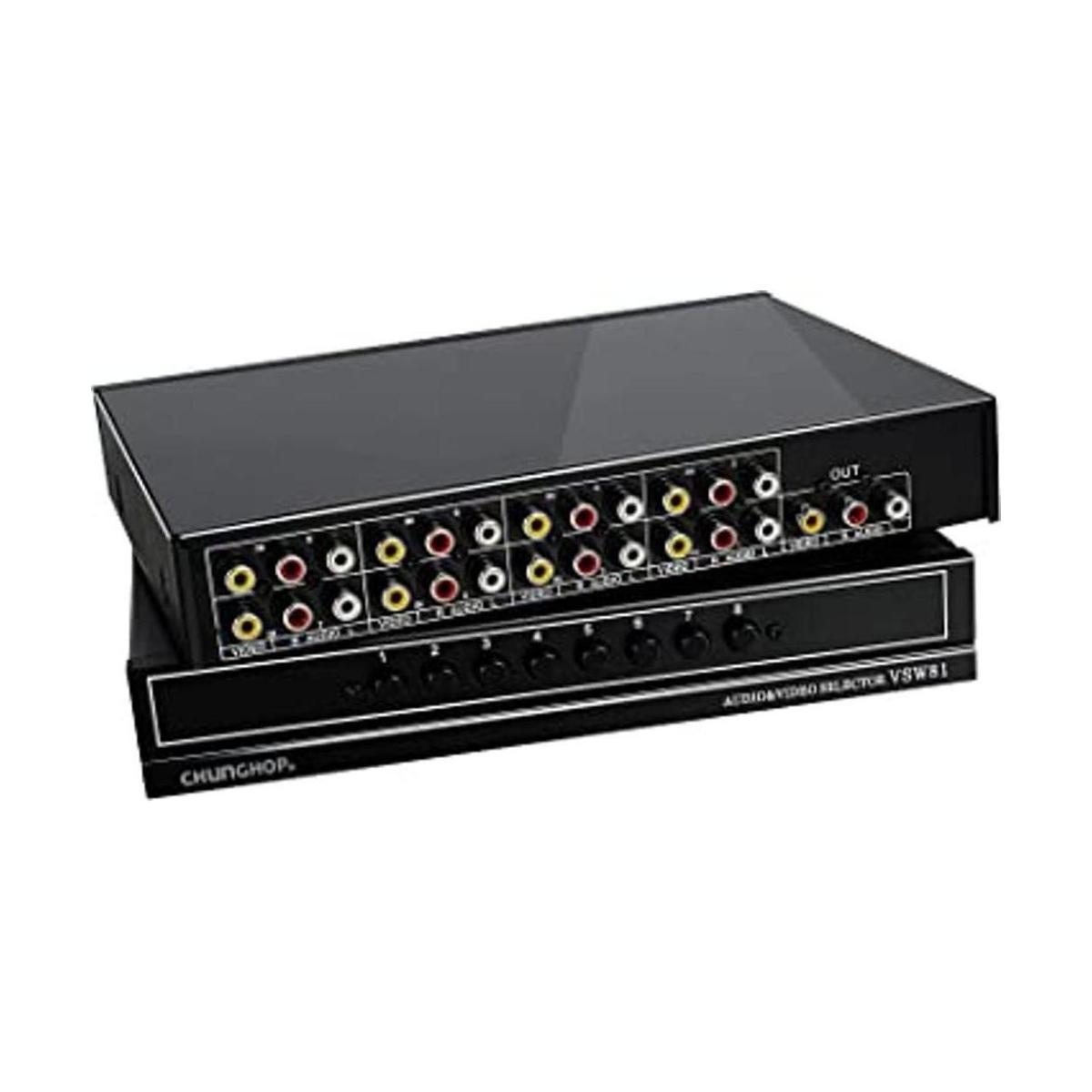 CHUNGHOP 8 Puertos Compuesto 3 RCA Video Audio AV Switcher