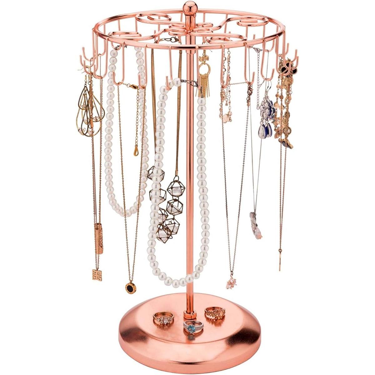 MyGift Organizador giratorio de metal de cobre de 14