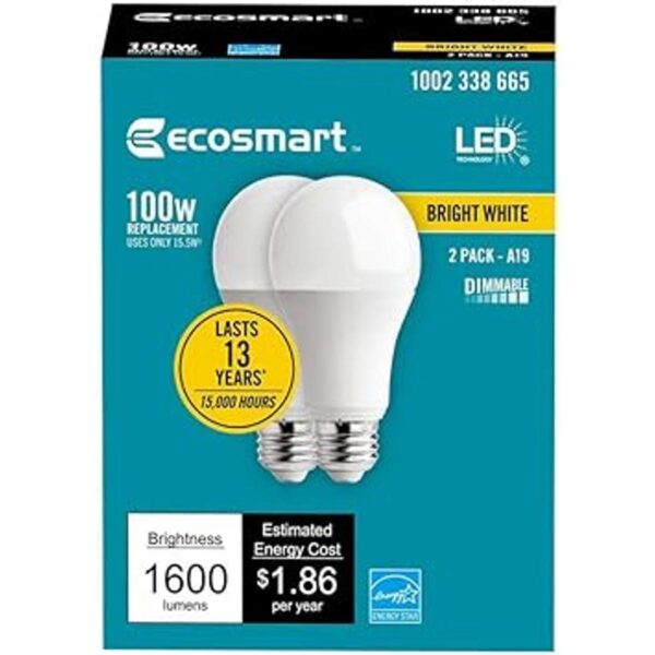 Paquete de 8 bombillas LED EcoSmart regulables de 100 W_5