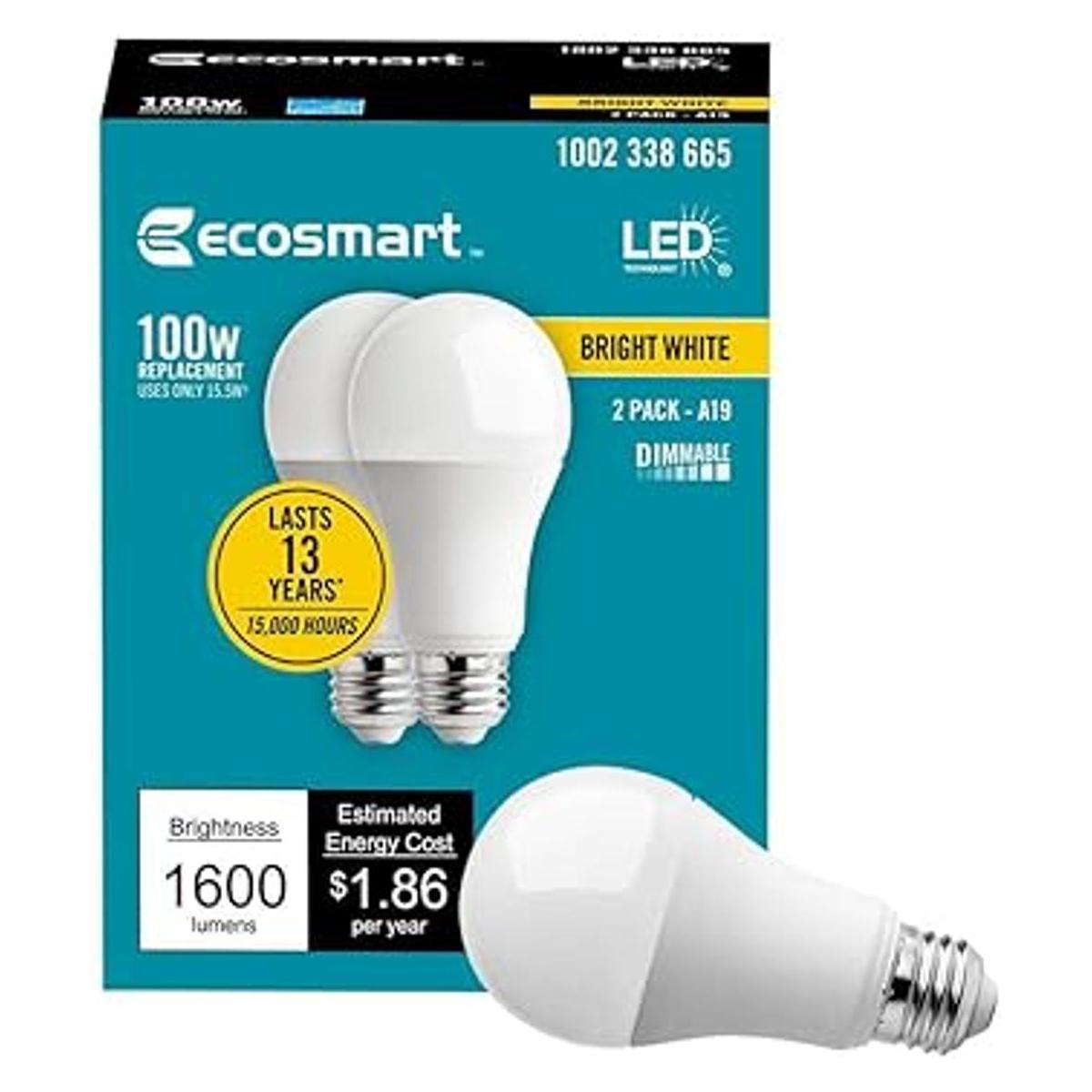 Paquete de 8 bombillas LED EcoSmart regulables de 100 W