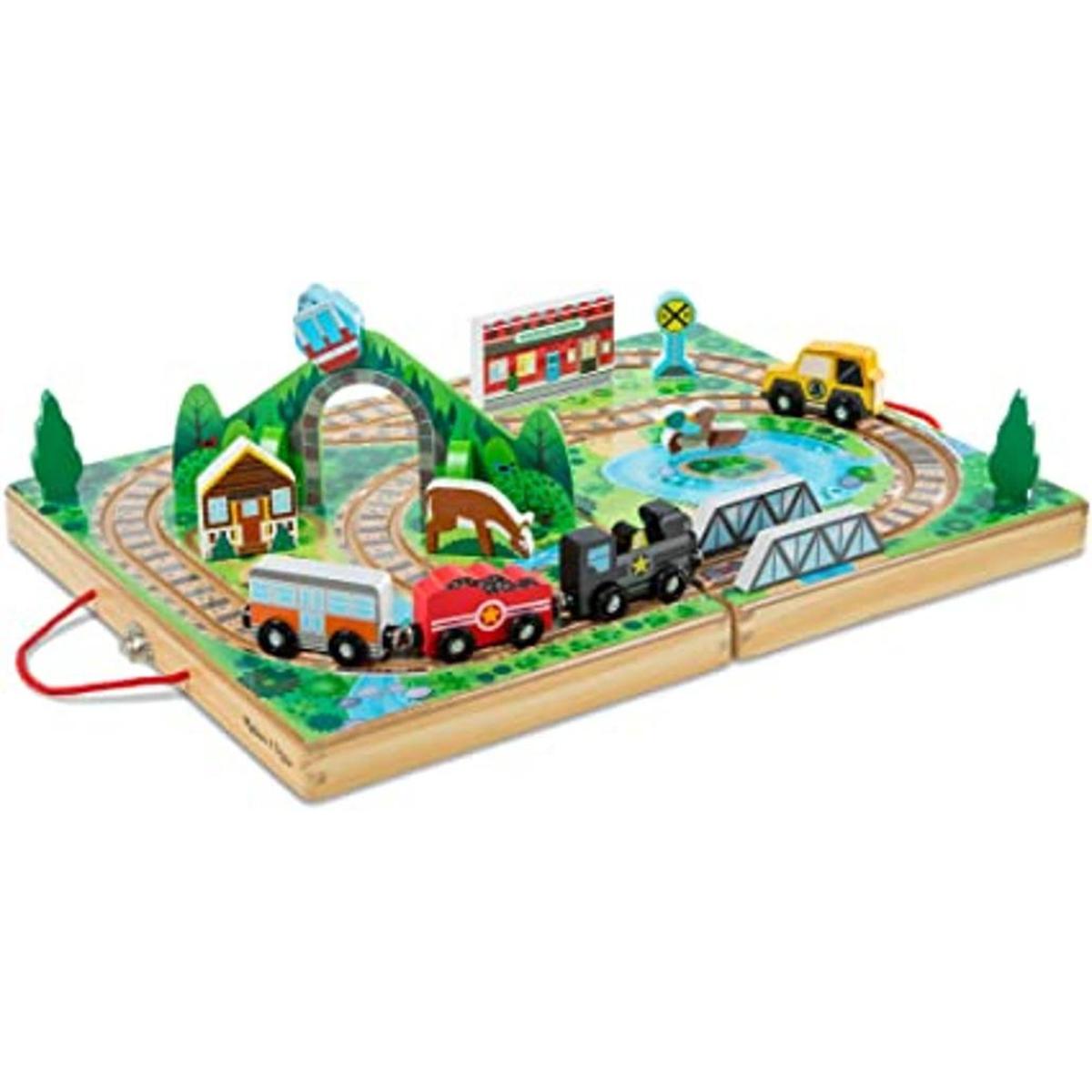 Melissa Doug 17 piezas de ferrocarril de mesa de madera