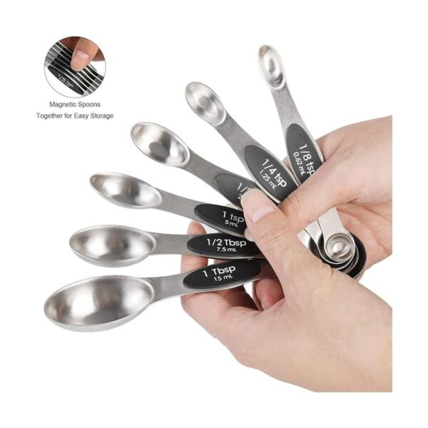 Juego de 6 cucharas medidoras magnéticas de acero