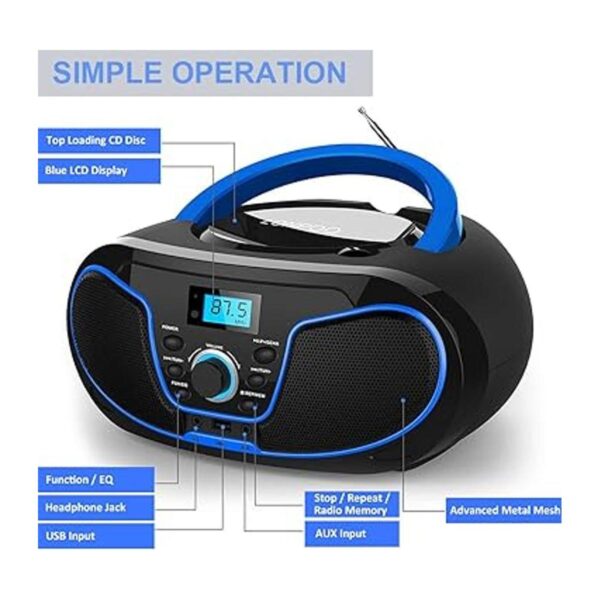 LONPOO Boombox de reproductor de CD sistema de sonido_4