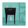 Lavabo negro con grifo cromado extraíble boquilla_2