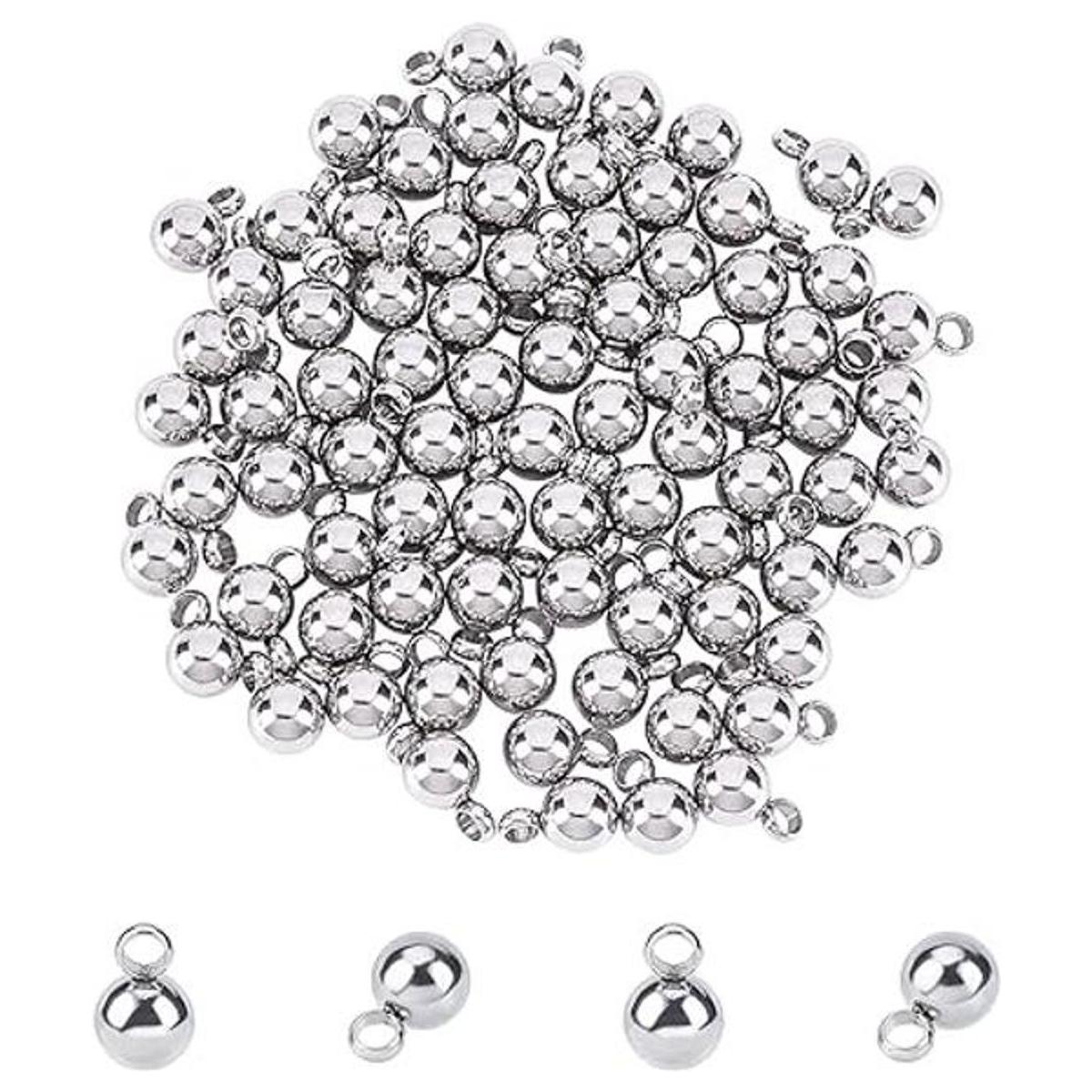 PH PandaHall 100 colgantes redondos de acero inoxidable